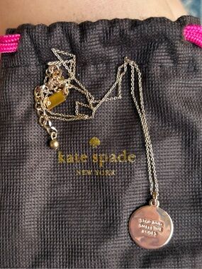 kate spade gold-tone pendant necklace with engraved disc